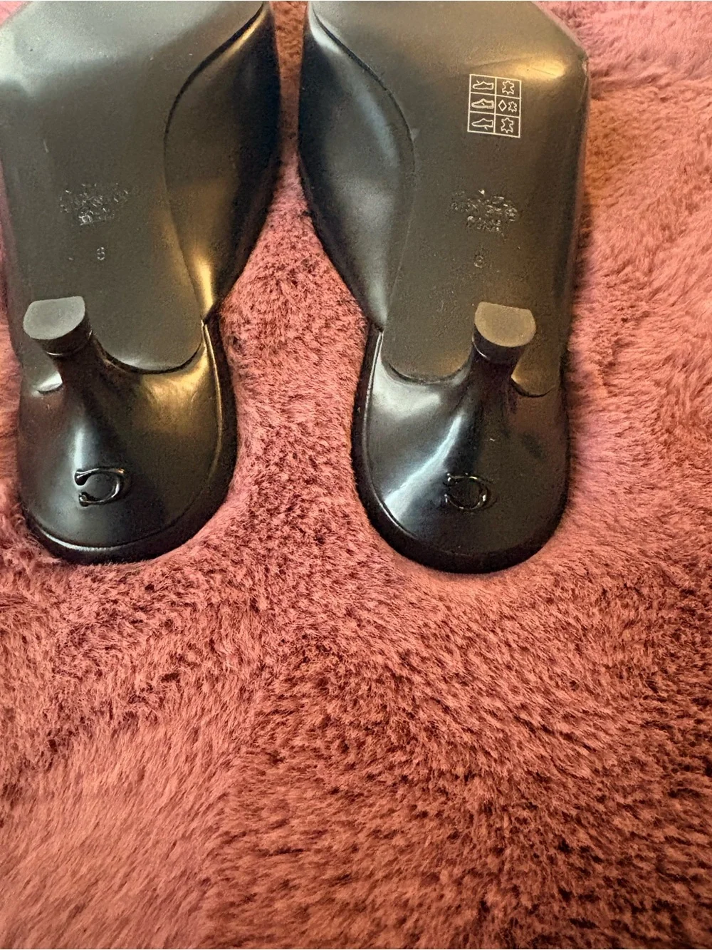 Coach Black Pointed-Toe Mules with Red Cherry Details